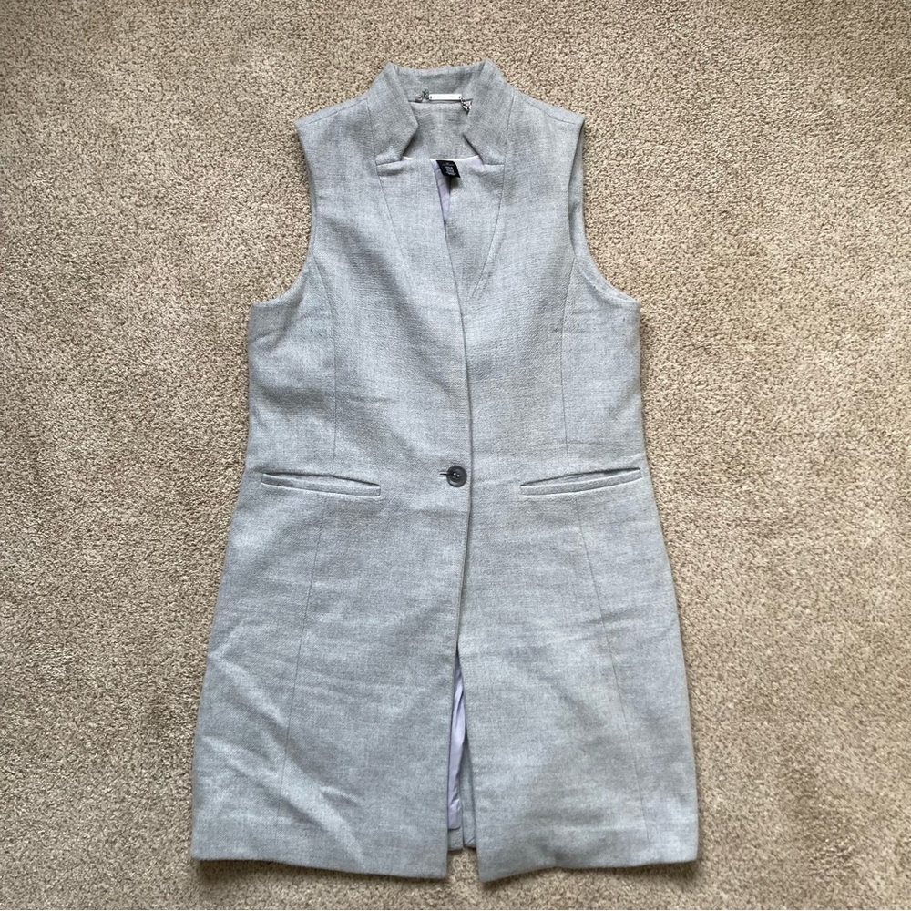WHBM Long Gray Vest